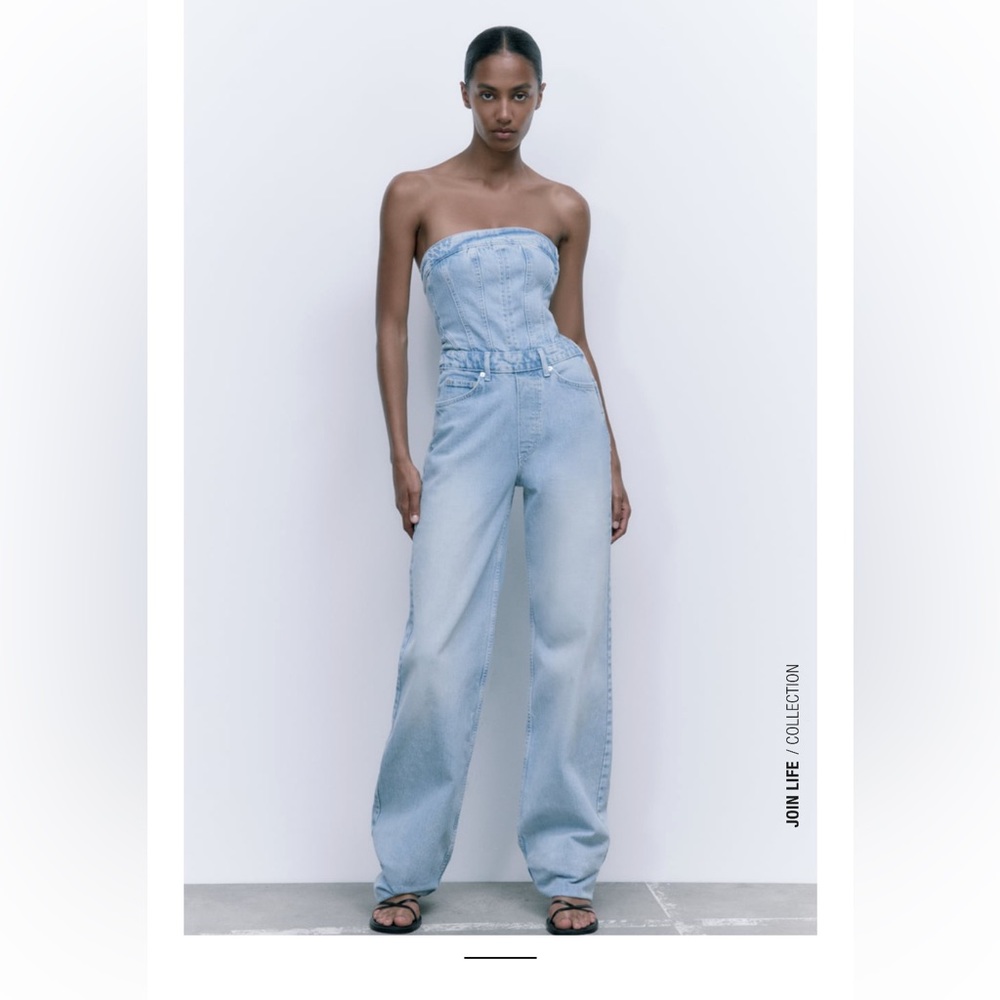 Zara Corset Denim Jumpsuit